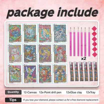 FFPTBNYX 12Pack Diamond Painting Kits for Adults,5D Cartoon Series Diamond Art Kit for Beginners, DIY Paint with Diamonds Round Full Drill Paintings Gem Art for Home Wall Decor 12x16 Inch