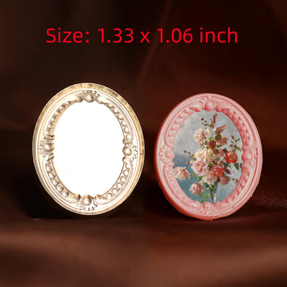 3D Embossed Frame Wax Seal Stamp, Frame Relief Carving Sealing Stamp Set with 150Pcs Sealing Wax Beads in 5 Color, Melt Spoon Pen Kit for Wedding and Christmas (KM10)
