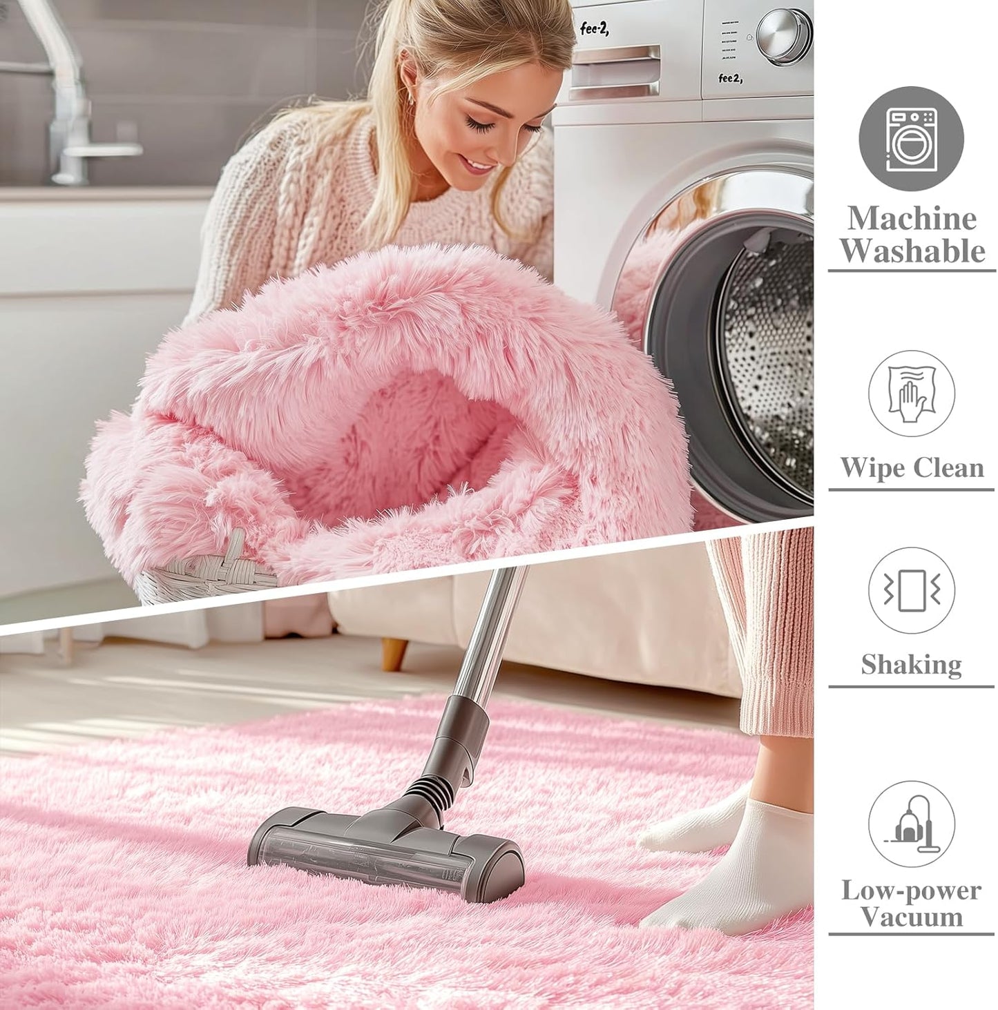 OLANLY Machine Washable 2x5 Runner Rug - Soft Fluffy Shaggy Carpet for Bedroom & Hallway | Pink Aesthetic Decor