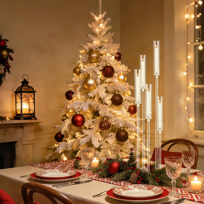 4pcs 45.7in Tall 5 Arm Acrylic Candelabra Centerpieces with Acrylic Shade for Table and Floor, Clear Candle Holders for Wedding Ceremony Birthday Party Home Decoration Fit 0.8in Candles (No Candle)