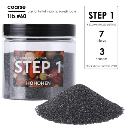Hohohen 4 Pounds Rock Tumbler Grit Kit Abrasive Media Rocks Tumbling Grit and Polish Refill Stone Polishing Silicon Carbide & Aluminum Oxide Fit for Any Rock Polisher
