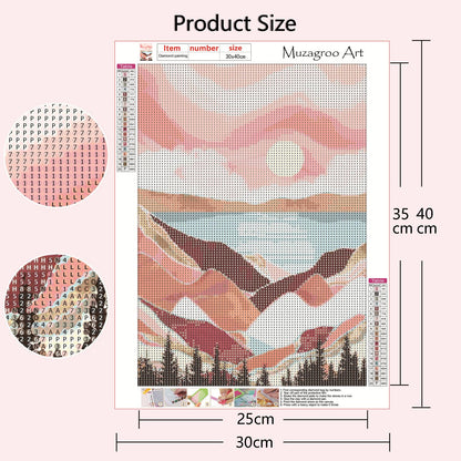 Muzagroo Art Diamond Painting Kits for Adults, DIY 5D Diamond Art Kits for Beginners, Abstract Landscape Arts and Crafts for Living Room, 4 PCS Kids Room Wall Art