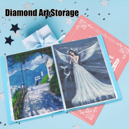 MUFEKUM 2 Pack A3 Storage Book for Diamond Painting, Handheld Diamond Art Portfolio Folder with 30 Pocket, Diamond Art Storage Book for 12”x16” Diamond Painting Photo Picture