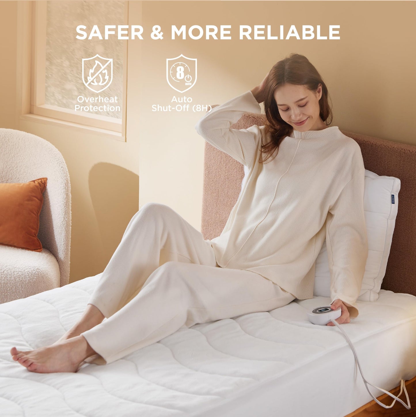 Bedsure Heated Mattress Pad King - Bed Warmer with Memory & Preheat Functions, 12-Hour Auto Off & 10 Heat Settings, Dual Controllers, Fast Heating, Brushed Electric Mattress Pad King, 78"x80"