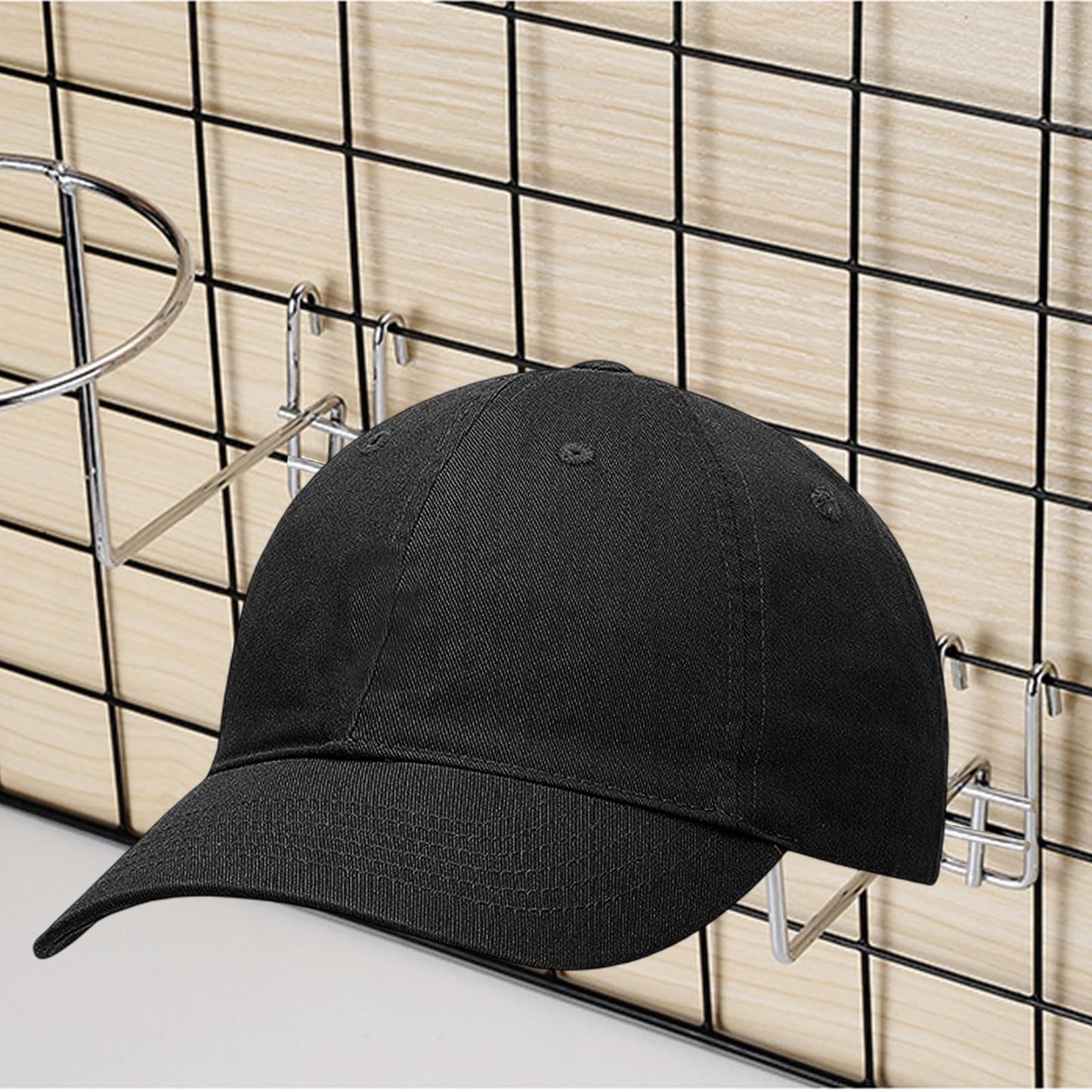 QoTang 6-Pack Hat Displayer - Metal Gridwall Rack with Hooks for Retail & Home