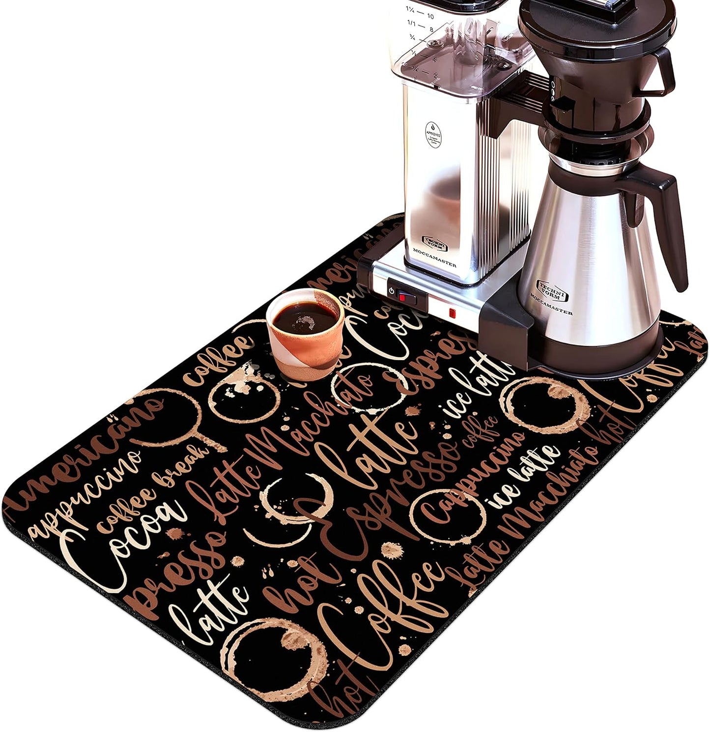Coffee Bar Mat Accessories, Absorbent Dish Drying Mat for Kitchen Counter, Rubber Backing Non-slip Pad for Coffee Maker