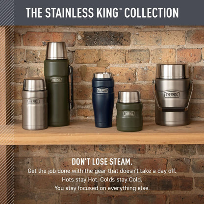 THERMOS Stainless King Vacuum-Insulated Tumbler - 16oz Army Green | Leak-Proof Coffee Cup for Hot & Cold Drinks