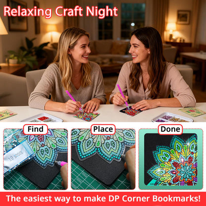 16 PC Diamond Art Corner Bookmarks Leather Bookmark Kit for Adults Paint by Dots Bead Book Mark DIY Gem Dot Rhinestones for Bedazzling Craft Kit for Women Ladies Night Party Mandala Bulk Kit Flower