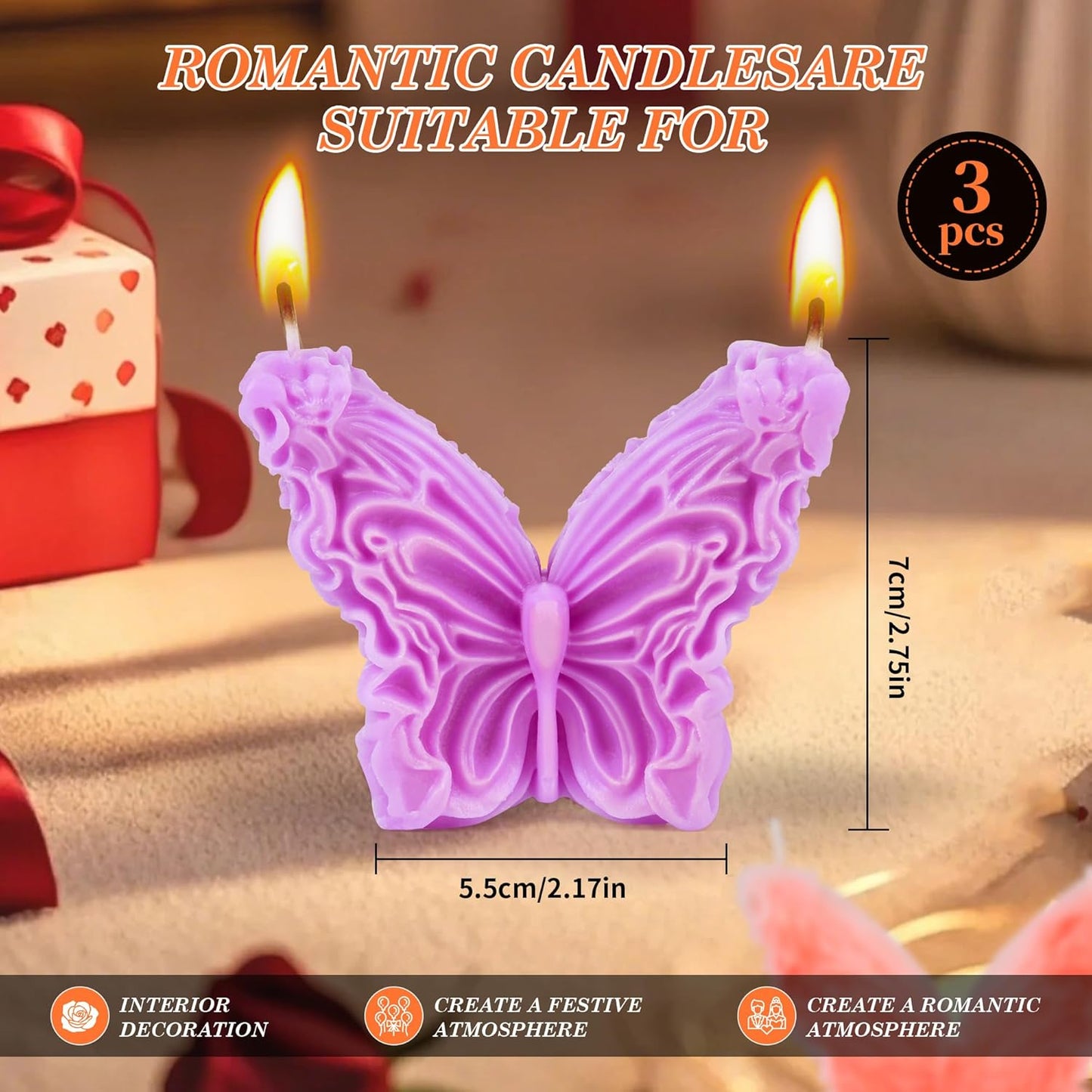 SUPXYC 3PCS Night(3.1 Inch, Low Temperature Candles, Low Heat Body Safe Candles Wax Play for Adult, Romantic Wax Play