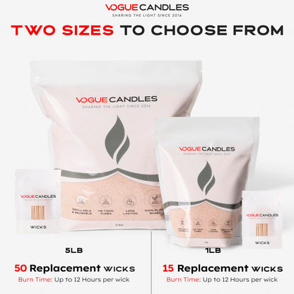 Vogue Candles Nude Pearled Candle Sand Wax (1 LB) – Sand Candle Kit with 15 Cotton Wicks for DIY Home Lighting – Plant-Based & Reusable Wax Granules Refill for Custom Vessels, Décor and Dad Gifts