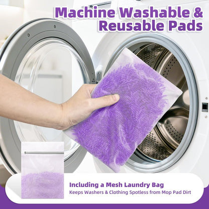 Reusable Mop Pads Compatible with Swiffer Sweeper Mop - Microfiber Dry Sweeping Cloths & Washable Wet Pads Refill Chenille Wet Mopping Cloths for Use on All Sealed Floors Cleaning(Mop is not Included)