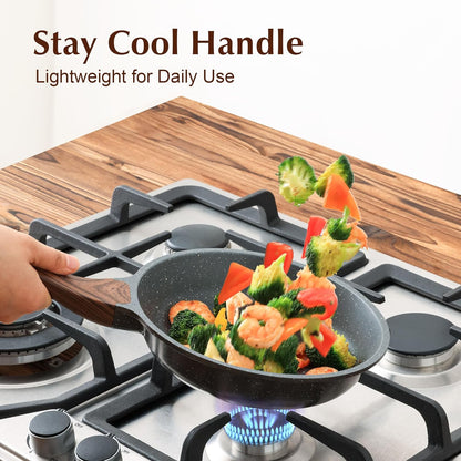 SENSARTE Nonstick Frying Pan & Stock Pot Set - 8-Inch Skillet with Lid & 4.5QT Induction-Compatible Pot