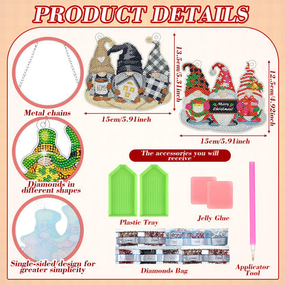 Chunful 20 Pcs Seasonal Diamond Art Wreath Kits Holidays Spring Summer 5d DIY Diamond Art Painting Hanging Sign 4th of July Ornament for Adult Office Holiday Wall Home Decoration(Gnome)
