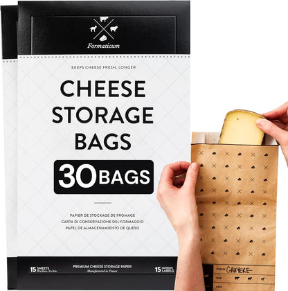 30-Pack 6.25 11 Formaticum - Cheese Storage Bags - x Wax Paper Bags to Keep Cheese or Charcuterie Fresh - Professional