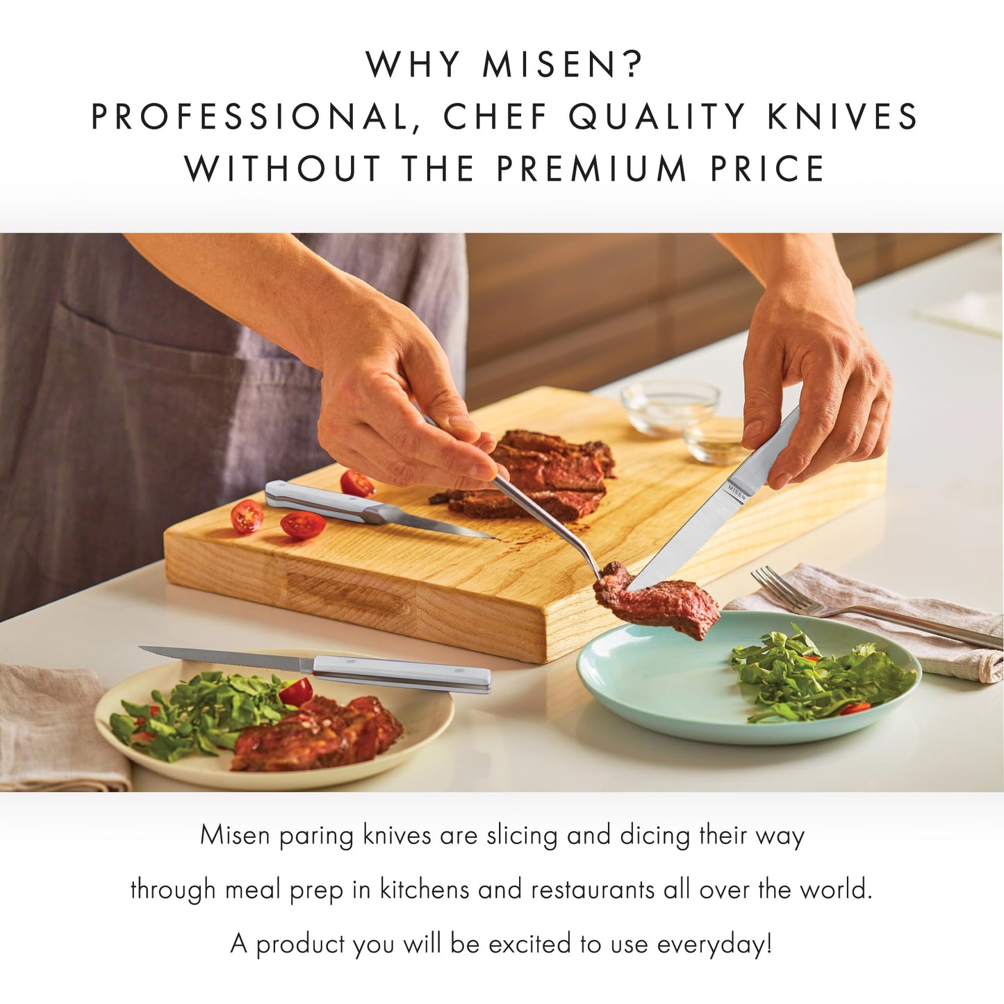 Misen 3.5" Paring Knife – Precision High-Carbon Stainless Steel Blade – Ergonomic Handle for Peeling, Trimming, and Slicing – Lightweight, Versatile Kitchen Tool for All Culinary Tasks - White