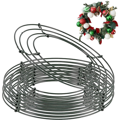 JEUIHAU 15 Pack 10 Inches Round Wire Wreath Frames, Green Metal Floral Wreath Frame, Wire Wreath Rings for Christmas New Year Party Home Decor DIY Crafts Supplies