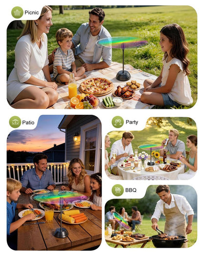 Edvision 4PCS Food Fan for Table, 2000mAh Rechargeable Portable Tabletop Fans with Holographic Blades and 360° Goose-Neck, Table Food Spinner Quiet for Picnic, Home, Party, BBQ(Black)