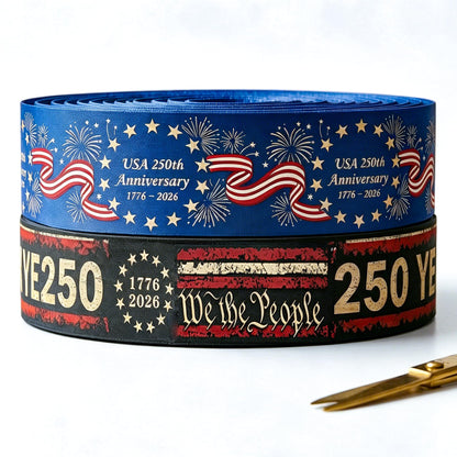 Gleamagic 2-Pack America 250th Anniversary Ribbon Bundle - 1 Inch x 50 Yards Total - Patriotic Satin Ribbon for Independence Day, July 4th Decor & Semiquincentennial Crafts & Commemorative Decor
