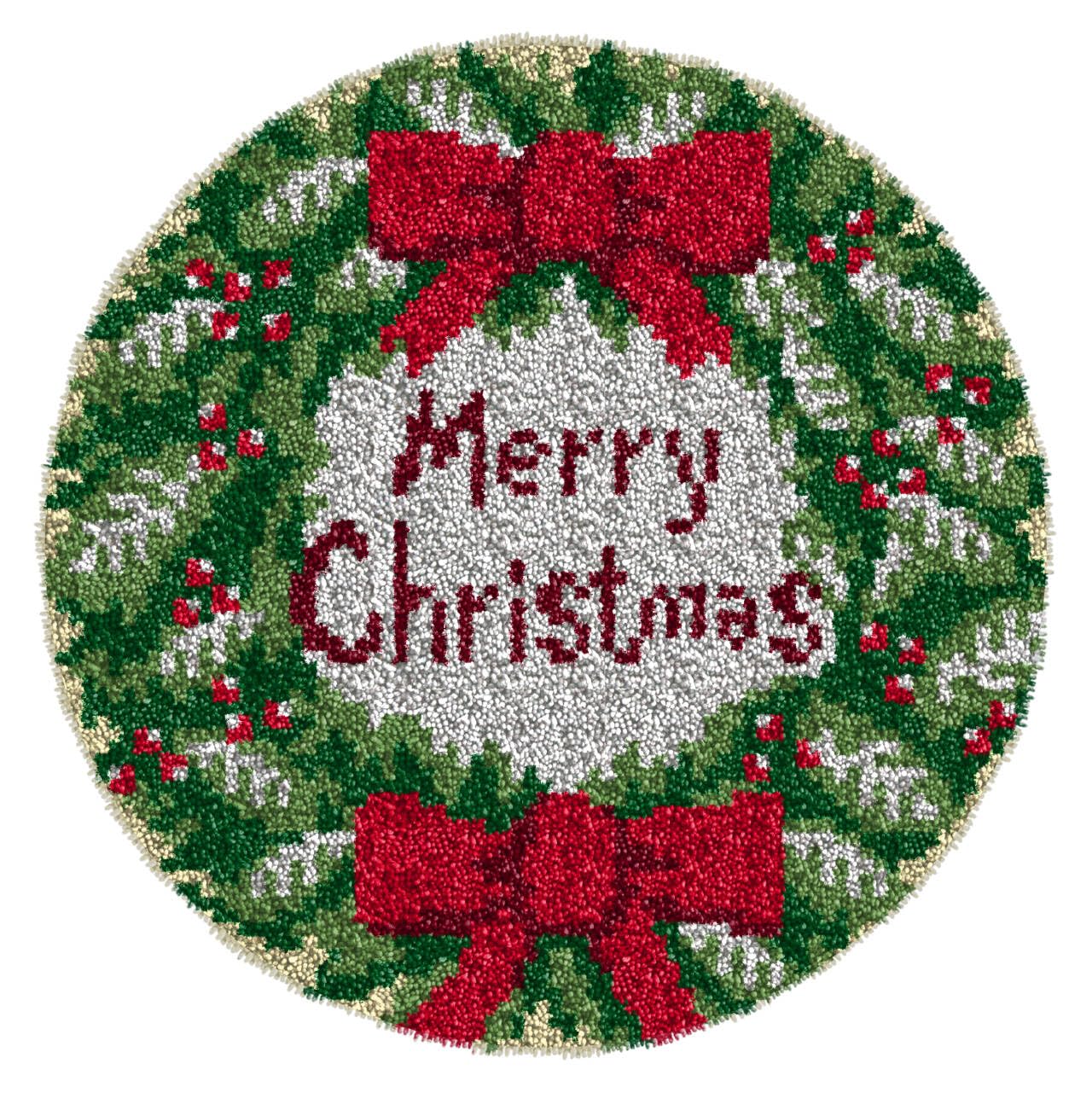 YOOTOM Christmas Latch Hook Kits, DIY Rug Carpet Crochet Yarn Latch Hook Rug Kit with Printed Canvas 20"x20"