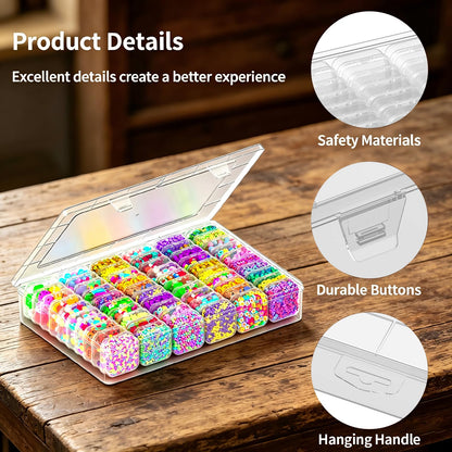 VANSUNS Bead Organizer Box, 61pcs Clear Plastic Storage Containers Set, Large Capacity Small Bead Organizers and Storage Cases with Labels, for Jewelry, Crafts, Diamonds Storage