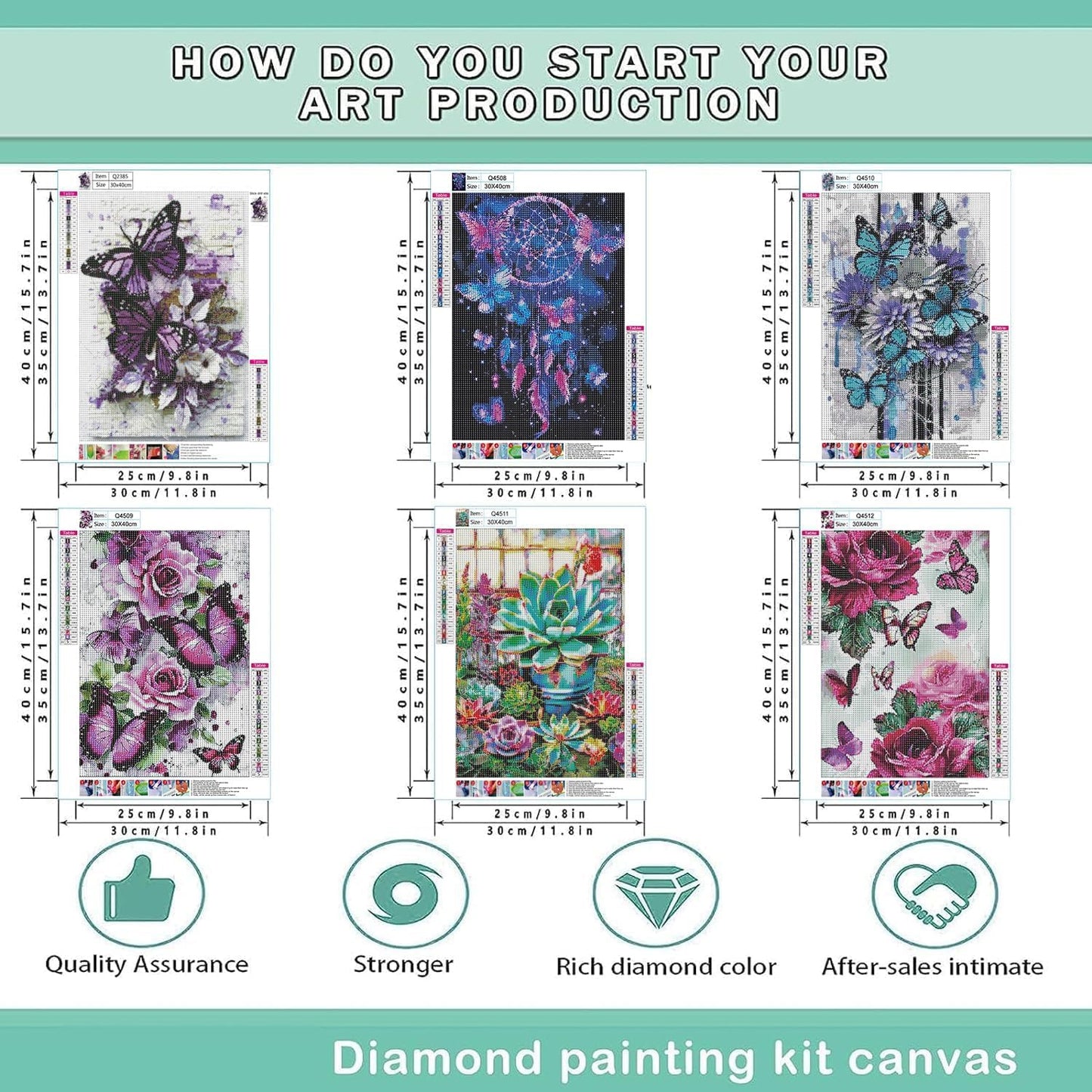 EWJRNSF 6 Pack 5D Diamond Painting Kits for AdultsBeginners, Diamond Arts Kits Diamond Art Sets,GemPainting Arts & Crafts Home Wall Decoration 11.8x15.7Inches Butterfly