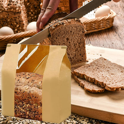 AZCJCZA 100 Pack 14" 8.3" 3.5" Packaging 100Pcs Paper Bread Bags for Homemade Bread Sourdough Bread Bags Large Kraft