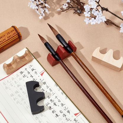 PH PandaHall 8pcs Painting Brush Rest Stand 4 Color Calligraphy Brush Holder Fire Shaped Wooden Writing Brush Rack Flat Weightpaper for Chinese New Year Writing Brushes Calligraphy Practice