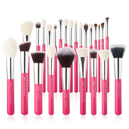 Jessup Brand 25pcs Professional Makeup Brush Set Beauty Cosmetic Foundation Powder Blusher Eyeshadow Blending Highlight Concealer Natural-Synthetic Hair Brushes Set (Pearl White/Silver)