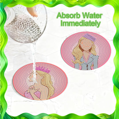 8Pcs Witch Diamond Art Coasters Kit Pink Green Diamond Painting Coasters Kit with Holder Fun DIY Diamond Art Craft for Adults Gifts Office Home Decor Supplies
