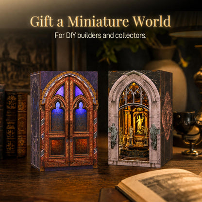 MiniCity 2 Pack Book Nook Kits for Adults, Book Nook Kit Model Kits Craft Kits for Adults - DIY Miniature Doll House Kit for Bookshelf Booknook Tiny House with Led Light