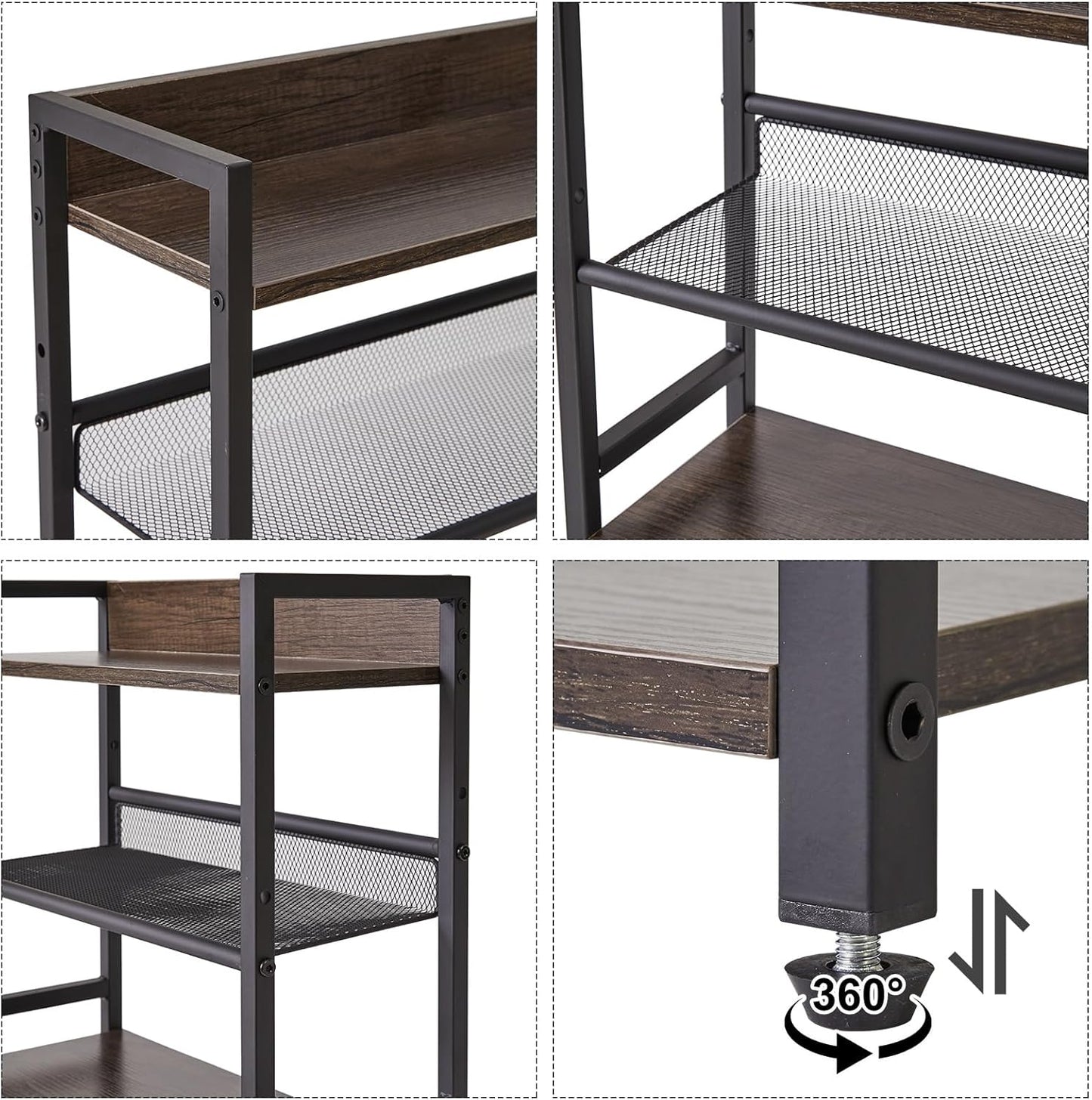 IBUYKE 3-Tier Spice Rack, Industrial Counter Shelf Desktop Storage Organizer for Kitchen, Office, Living Room, Dark Grey
