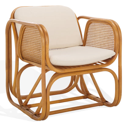 SAFAVIEH Couture Collection Brauner Tropical Coastal Natural Rattan Pole Accent Chair (Fully Assembled)