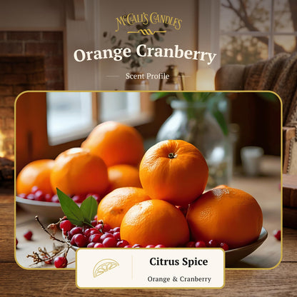 McCall’s Candles | Orange Cranberry | 16 oz Scented Candle | USA-Poured | Vintage Rustic Jar with Carrying Handle | Bright Holiday-Inspired Fragrance