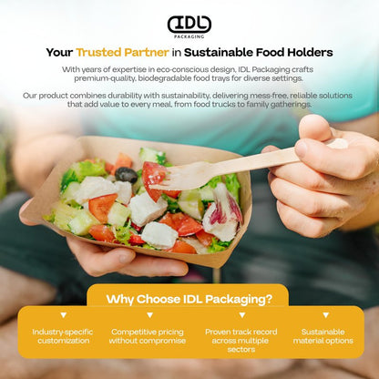 IDL Packaging 6.2" x 4.5" x 2" Kraft Paper Food Trays (Pack of 500) - USA-Made, Food-Safe Poly-Coated for Extra Moisture Resistance - Recyclable Trays for Fries, Burgers, Appetizers & Side Dishes