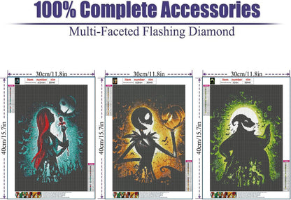 AIBOERL 3 Pack Diamond Art Kits for Adults,Halloween 5D Diamond Painting Kits for Adults Beginners,DIY Full Round Drill Diamond Dot Painting Gem Art Kits for Adult, Home Wall Decor 12x16Inch