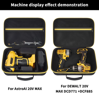 Hard Storage Tools Case, Store for DeWalt Drill Tools & Angle Grinder/for AstroAI Tire Inflator and More - 12"x8"x2" with Mesh Pocket & Comfort Handle