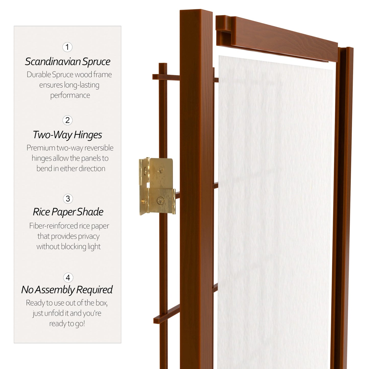 Red Lantern 7 ft. Tall Window Pane Shoji Screen - Walnut - 3 Panels