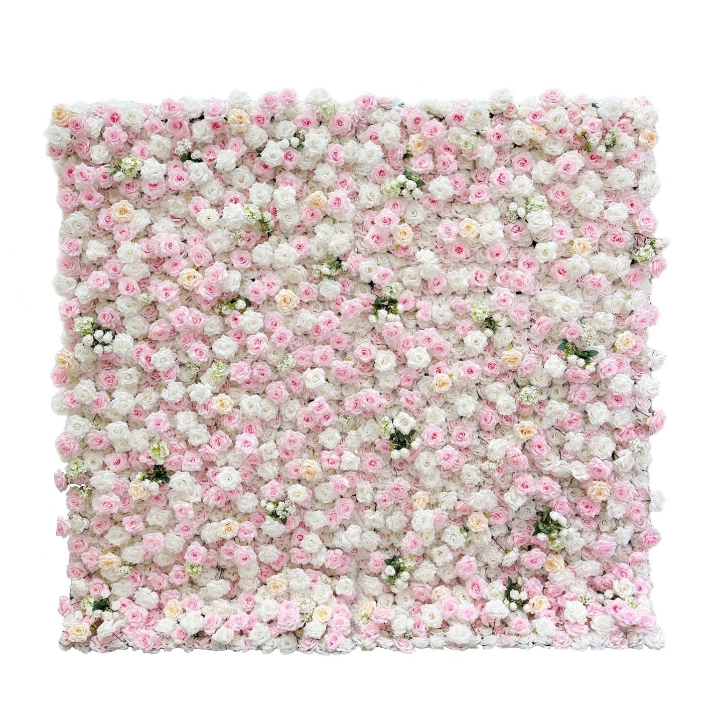 5D Artificial Silk Rose Flower Wall Backdrop, Pink and White Floral Wall, 8×8 Ft, Easy to Install and Store, Reusable, Perfect for Weddings, Birthday Parties, Garden and Home Decor, Without Stand