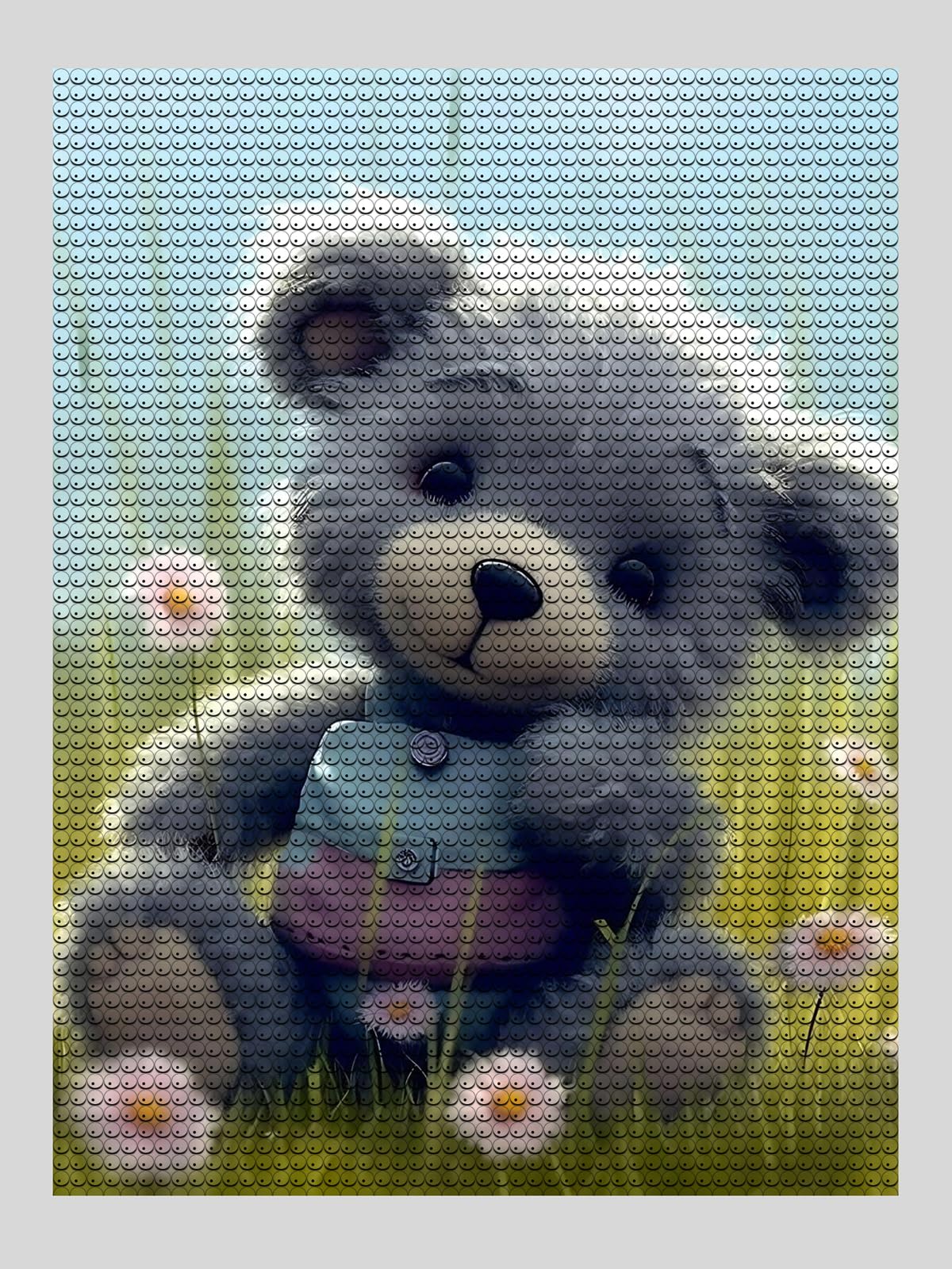 Christmas Gift Teddy Bear with Flowers 5D Diamond Art Kits for Adults Beginner, Full Drill Crystal Rhinestone Embroidery Craft Kits for Home Decor Gifts for New Year's Day Valentine's Day 12x16 inch