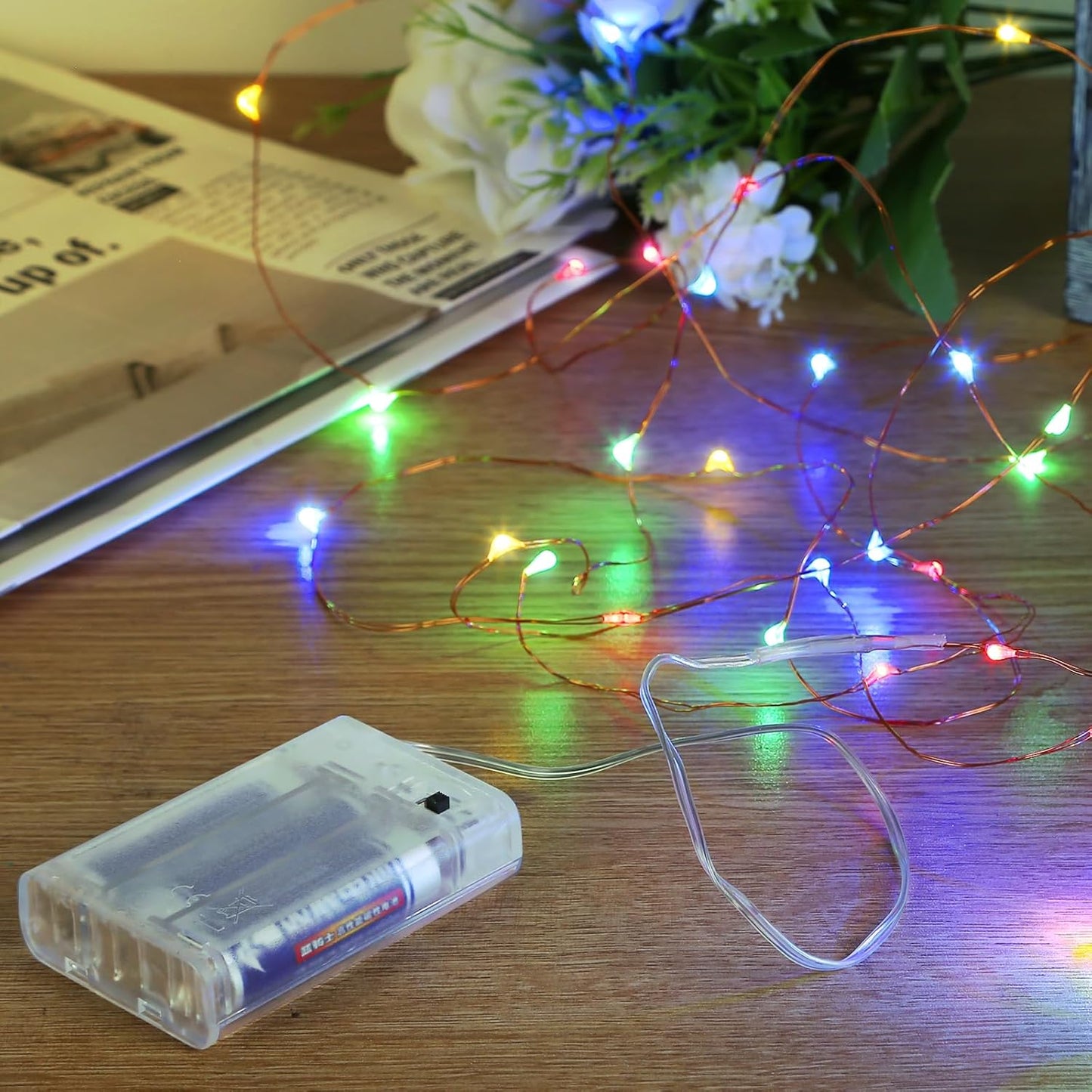 1 Pack (5m/16ft Sanniu Led Fairy Lights Battery Operated, Mini Battery Powered Copper Wire Starry String Lights