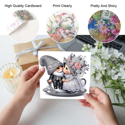 JZHYOAN 6Pcs Diamond Painting Cards for Marry Diamond Art Card with Envelopes Double -Person Wedding Greeting Cards Crystal Arts Craft Handmade Gem Art Gem Painting Mosaic Kit for Adults