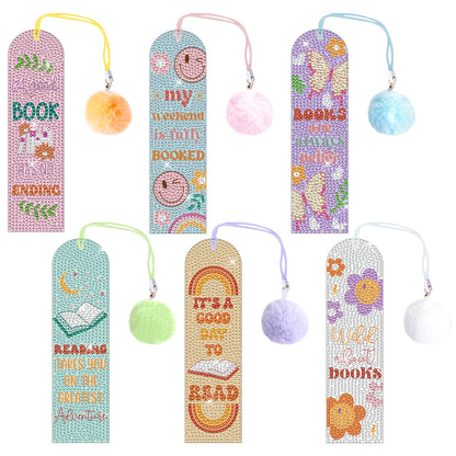 6PCS Kids Diamond Art Bookmarks Kit– DIY Reading Gifts for Classroom, Inspirational Quote Designs – Fun Art & Craft Activity for Boy and Girls