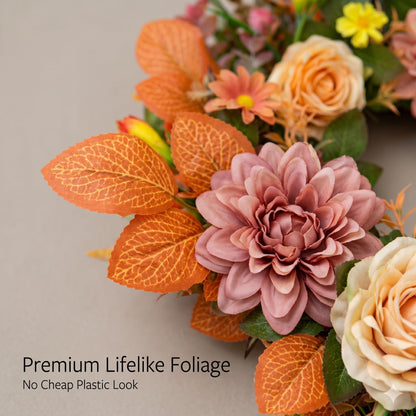 JYJXCOS Fall Wreaths for Front Door, 20 Inch Orange Autumn Wreath