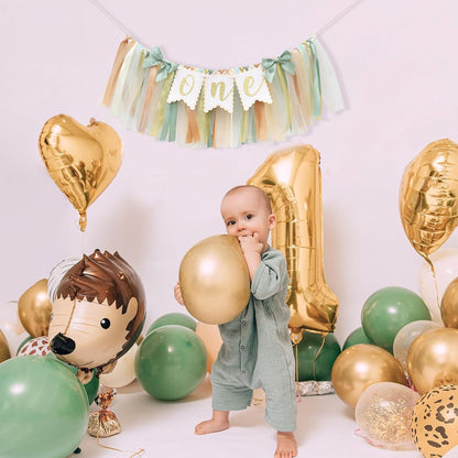 1st Sage Green One High Chair Banner - Simple Birthday Party Decorations,First Birthday Highchair Garland for Cake