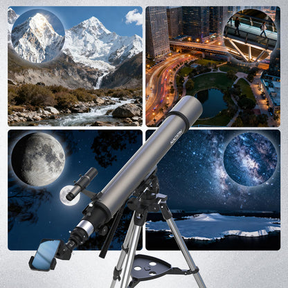 NACATIN Astronomy Telescope for Adults & Professionals, 102mm Aperture 900mm with Dual Slow-Motion Rods - for Ultra-Smooth & Precise Tracking, Telescope for Adults high Powered for Moon & Planets