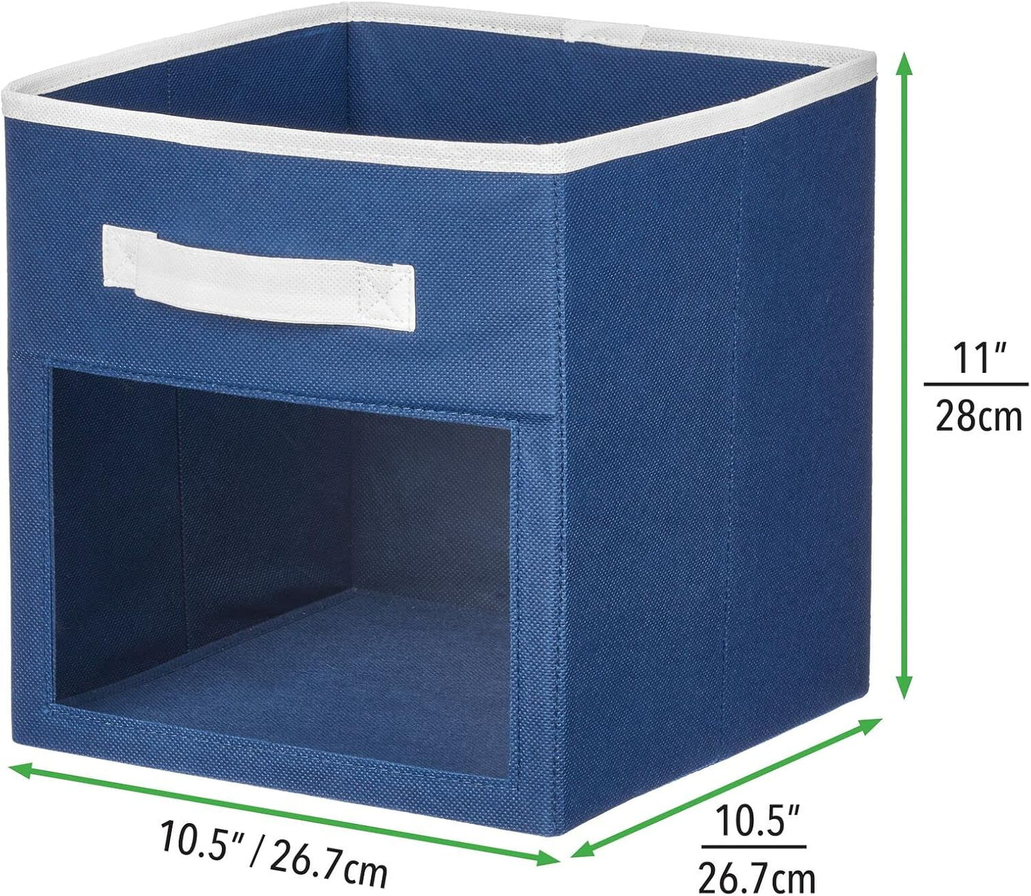 Closet 4 Pack, mDesign Fabric Nursery/Playroom Storage Organizer Bin Box with Front Handle/Window for Cube Furniture