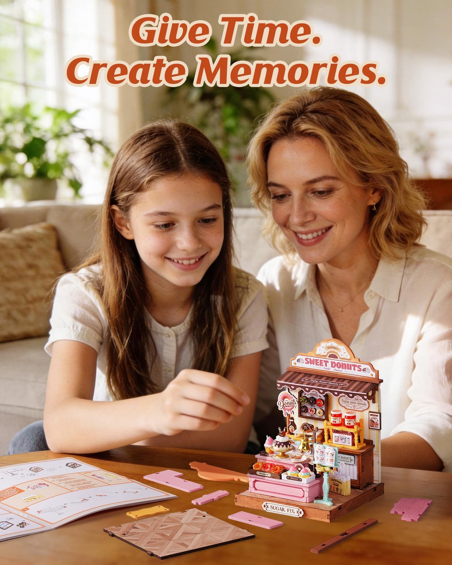 Rolife DIY Miniature Kit Mini Building Dollhouse Sweetie's Donut Shop, Miniverse Lifestyle Mini Bookshelf Decoration, DIY Hobbies for Friends (Sweetie's Donut Shop)