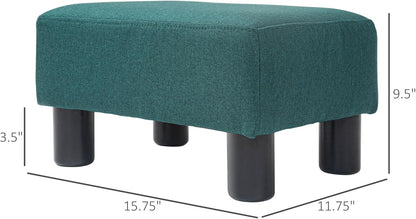 HOMCOM Ottoman Foot Rest, Small Foot Stool with Linen Fabric Upholstery and Plastic Legs, Cube Ottoman for Living Room