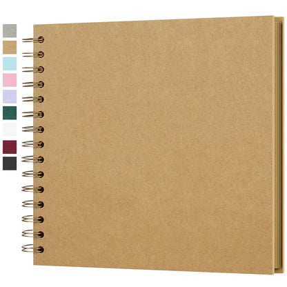 Yopih 8x8 Inch DIY Scrapbook Photo Album, Hardcover Kraft Paper Acid-Free, 20 Sheets (40 Pages), Lay Flat & Cover Customizable Memory Book for Weddings Anniversaries Guest Book Baby Family Travel