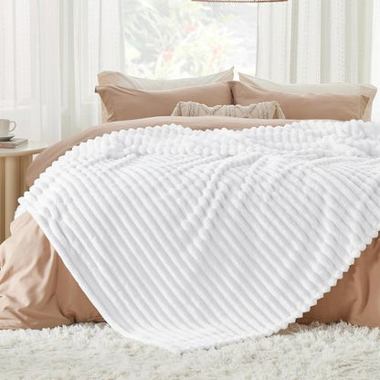 Bedsure GentleSoft Queen Blanket - Cozy Fleece Throw for Women & Girls, Bright White, 90x90 Inches